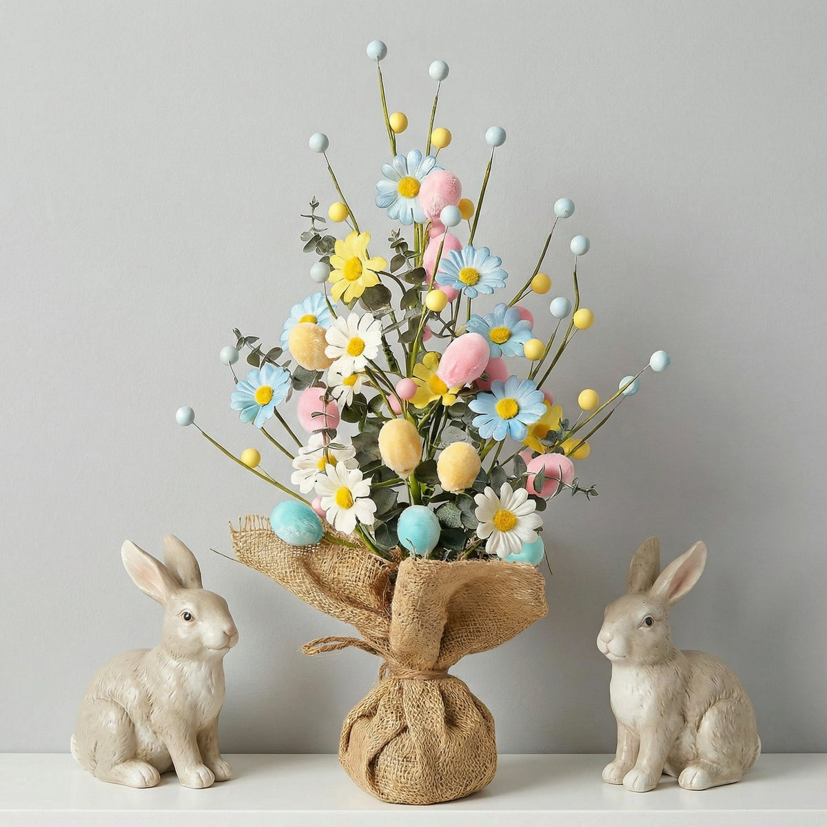 Easter Egg Tree Decoration,Easter Table Tree Decoration, Artificial Easter Egg Tree with Burlap Base
