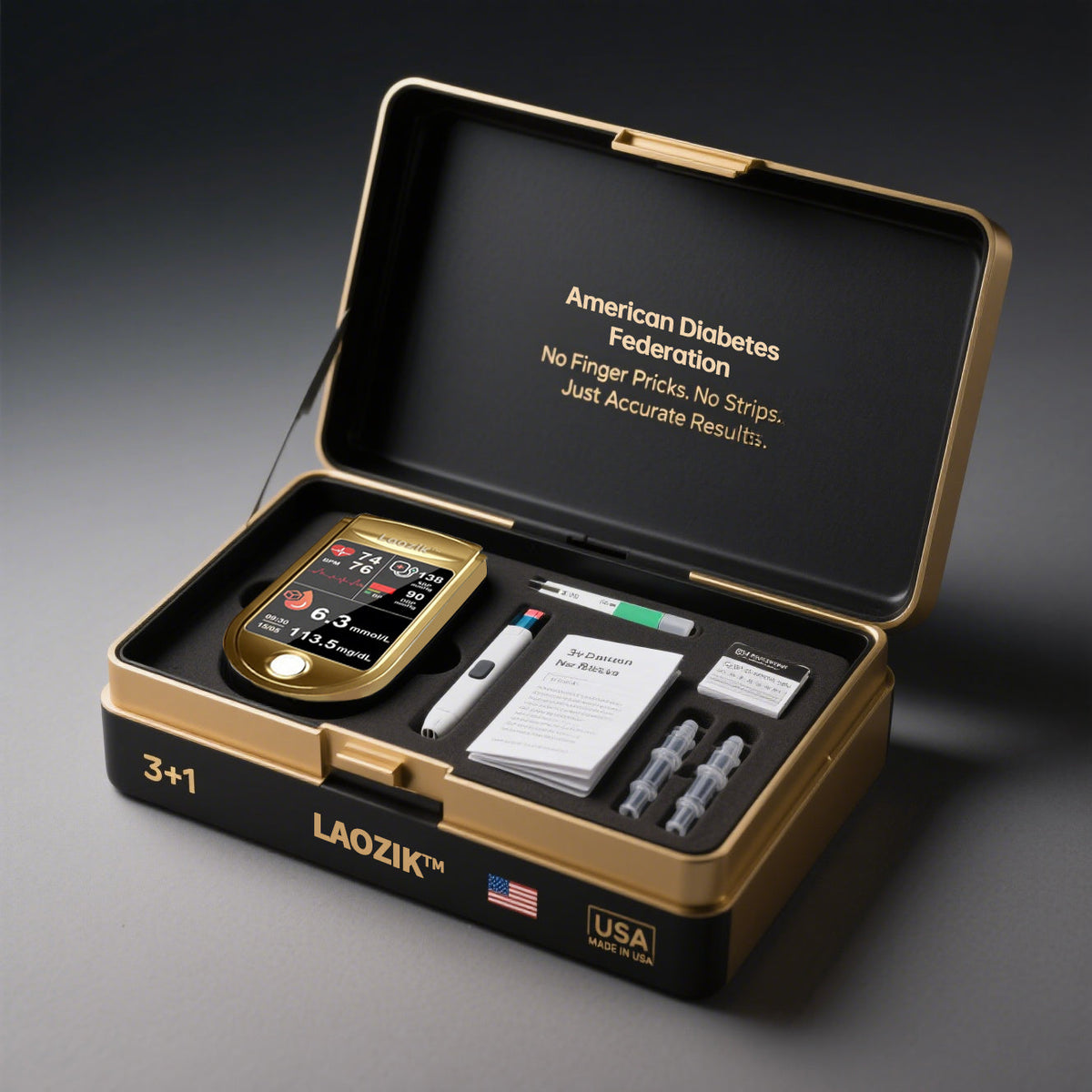 š©øHealth America Subsidized Product | LaozikTM Professional 12in1 Glucose & Vital Signs Monitor-Painless, Fast, Precise& FDA-Backed(Made in California, USA)
