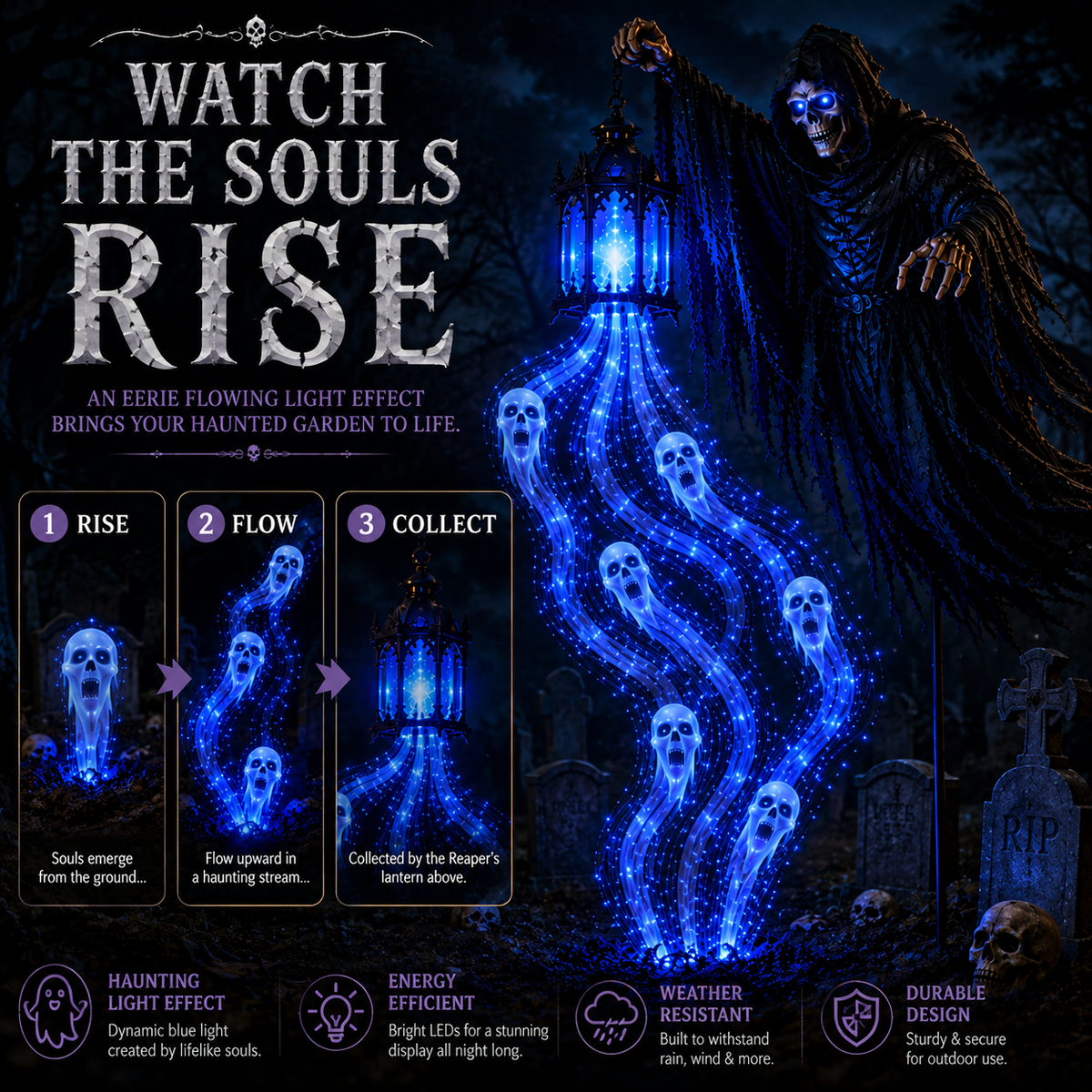 💀Today 49% OFF💀Halloween Soul Harvester Animated Garden Light🏚️