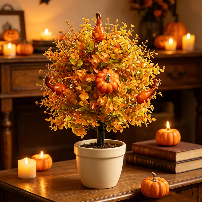 🎃Fall Pumpkin Floral Stake Artificial Topiary Tree🏆