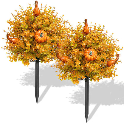 🎃Fall Pumpkin Floral Stake Artificial Topiary Tree🏆