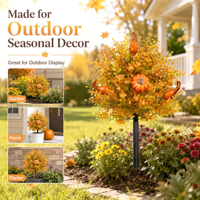 🎃Fall Pumpkin Floral Stake Artificial Topiary Tree🏆