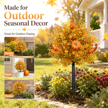 🎃Fall Pumpkin Floral Stake Artificial Topiary Tree🏆