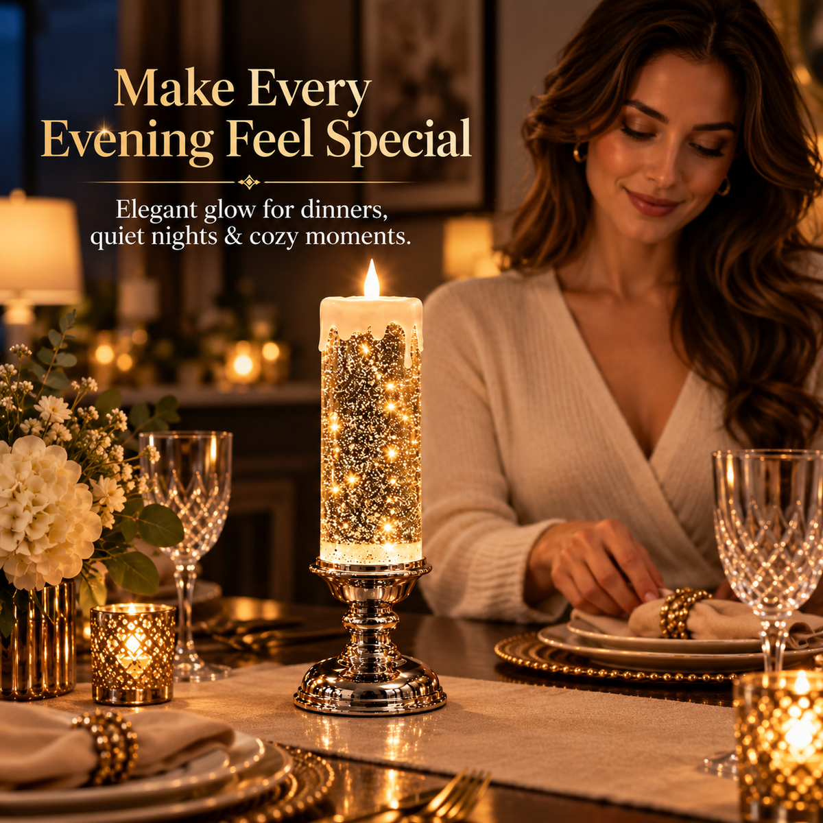 🔥😍✨Last Day 90% OFF✨ Enchanted Glow Flameless Candle Lamp – Sparkling Home Décor 🕯️