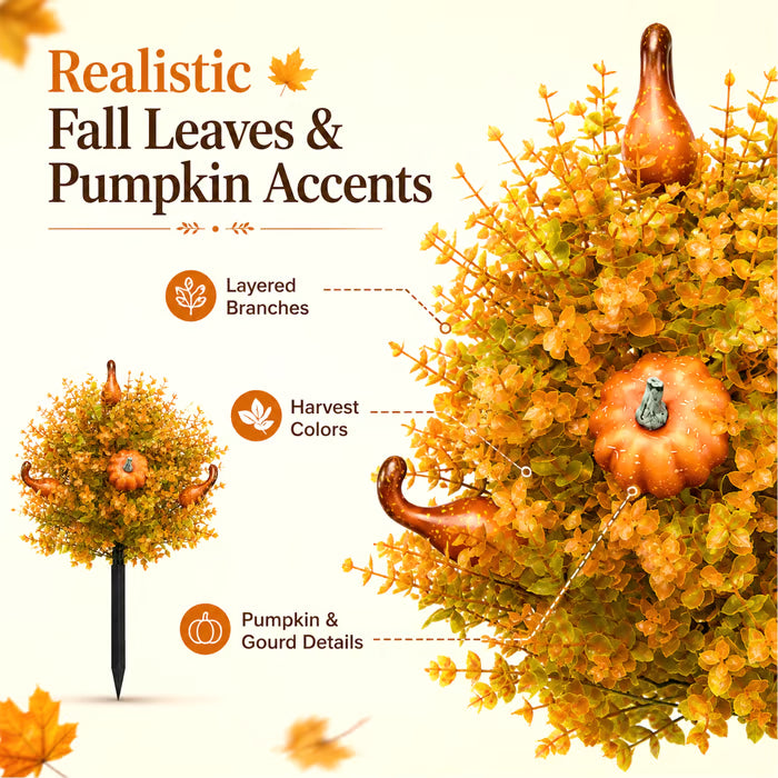 🎃Fall Pumpkin Floral Stake Artificial Topiary Tree🏆