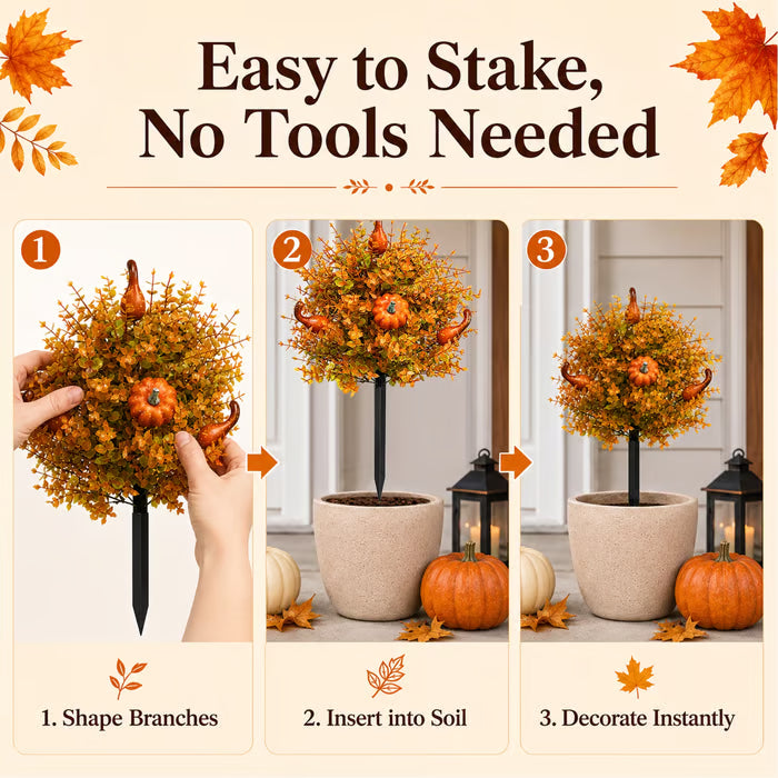 🎃Fall Pumpkin Floral Stake Artificial Topiary Tree🏆