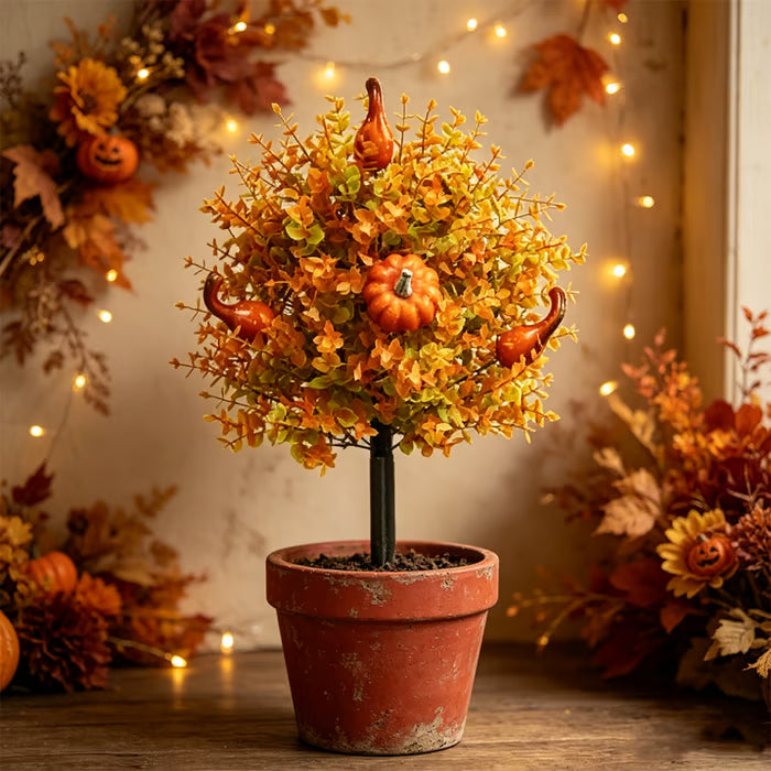 🎃Fall Pumpkin Floral Stake Artificial Topiary Tree🏆