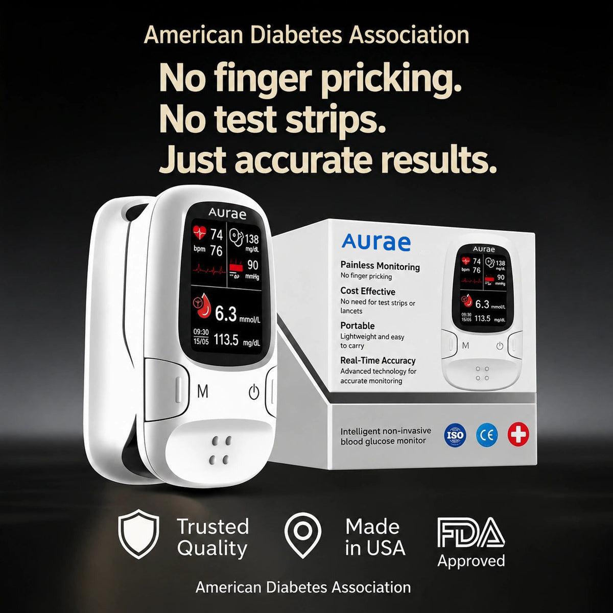 Aurae™ Introduces the newly launched non-invasive smart blood glucose meter🔥